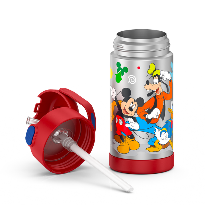 12 ounce Funtainer water bottle, rainbows and clouds Pattern, unassembled - lid removed.