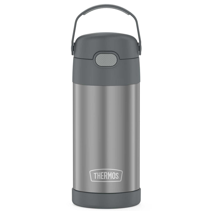 12 ounce Funtainer water bottle, grey.