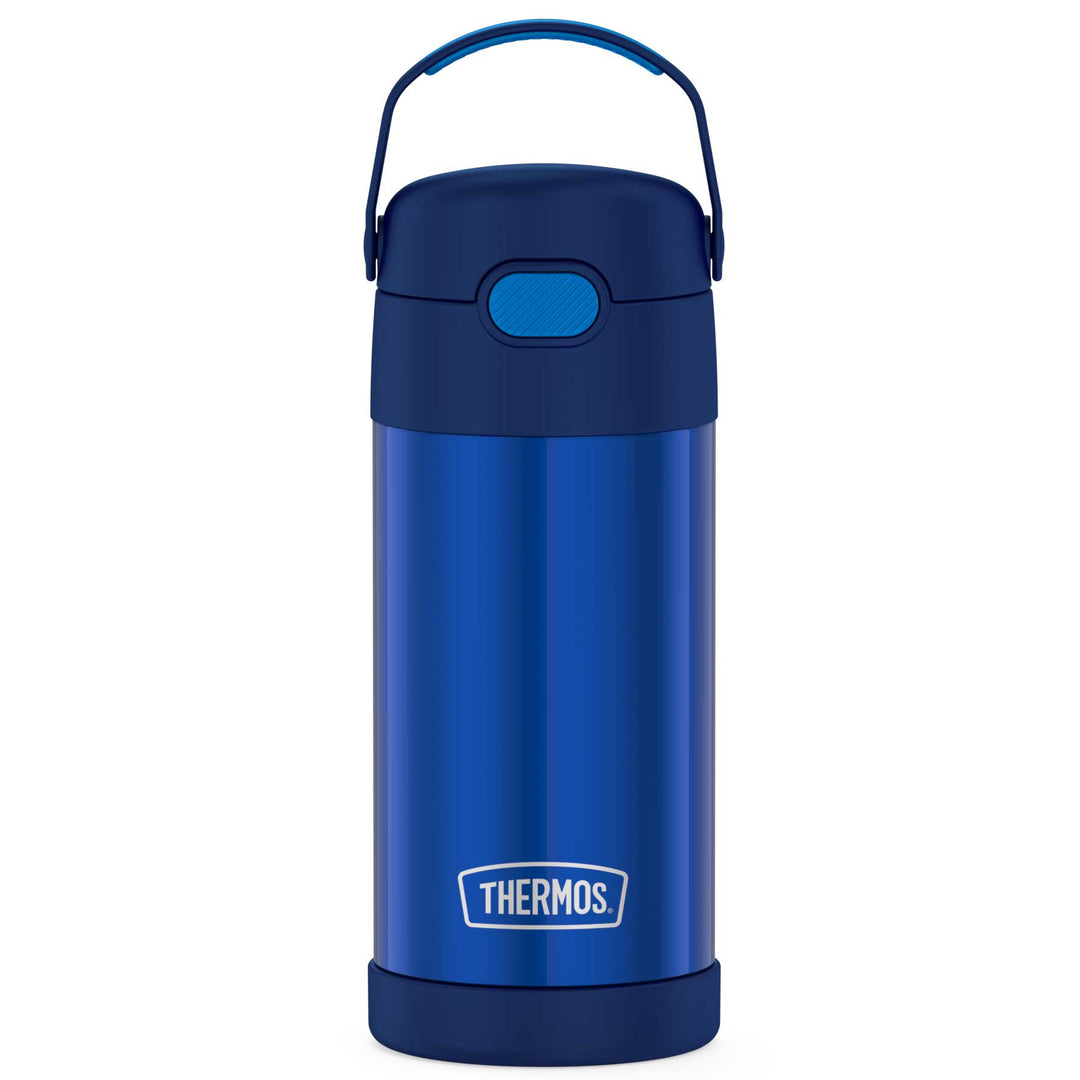 12 ounce Funtainer water bottle, navy blue.